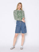 Printed Long Sleeved Button-Down Top TOP Gracia Fashion 