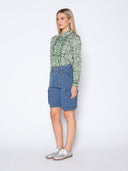 Printed Long Sleeved Button-Down Top TOP Gracia Fashion 