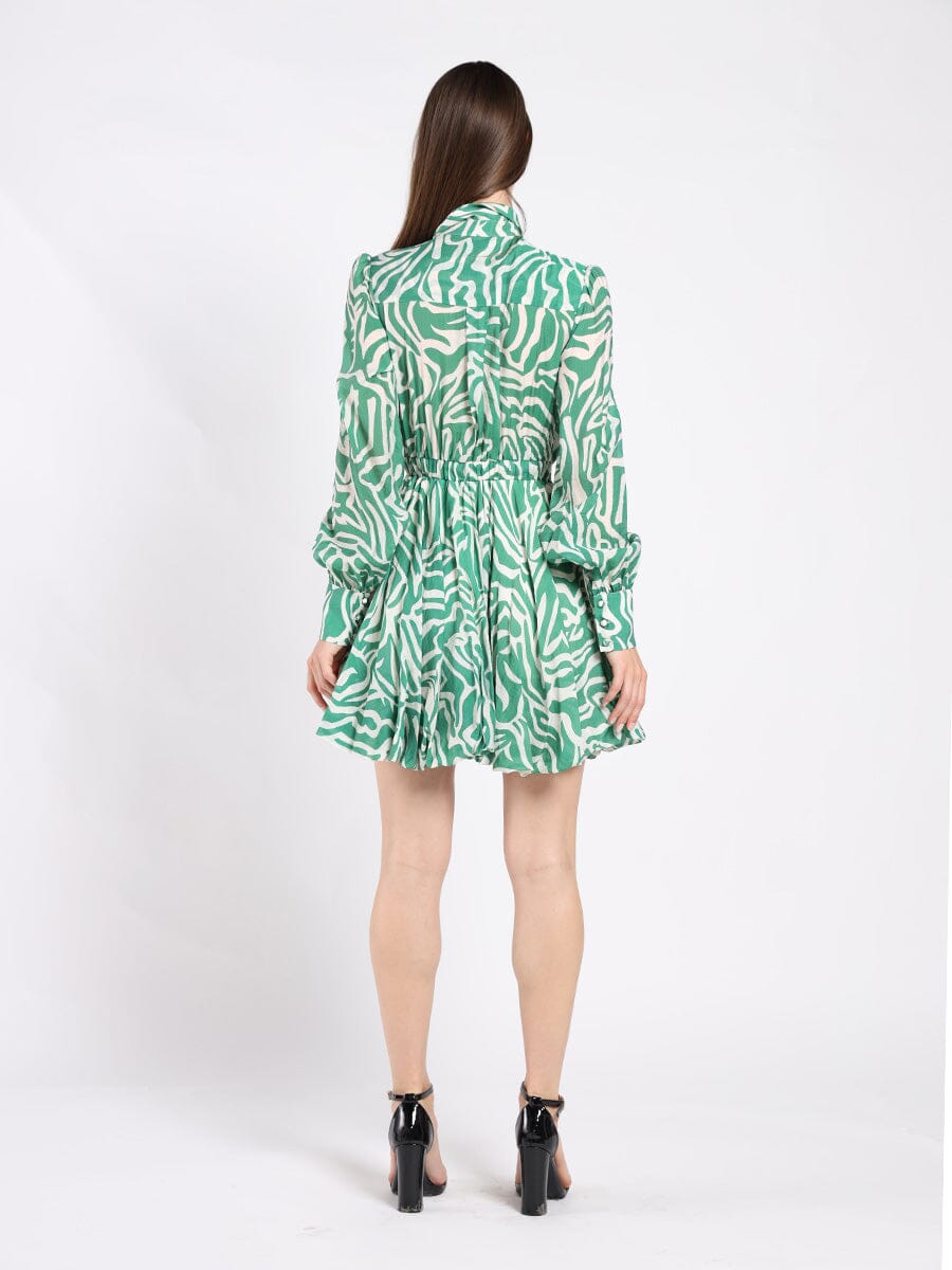 Printed Mini Dress with a Balloon Skirt Silhouette DRESS Gracia Fashion 