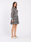 Printed Mini Dress with a Balloon Skirt Silhouette DRESS Gracia Fashion 