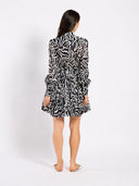 Printed Mini Dress with a Balloon Skirt Silhouette DRESS Gracia Fashion 