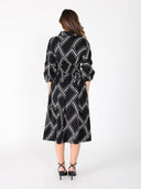 Printed shirt collar elastic waist dress DRESS Gracia Fashion 