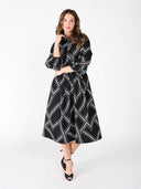Printed shirt collar elastic waist dress DRESS Gracia Fashion 