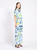 Printed Short Sleeved Button-Down Top TOP Gracia Fashion 