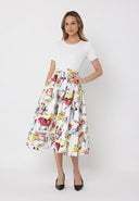Printed Skirt w/ Ribbed Short Sleeve Top Midi Dres DRESS Gracia Fashion 