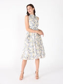 Printed Sleeveless Waist Band Dress DRESS Gracia Fashion 