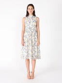 Printed Sleeveless Waist Band Dress DRESS Gracia Fashion BLUE S 