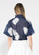 Puff sleeve embroidered organza top TOP Gracia Fashion 
