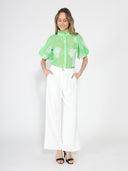Puff sleeve embroidered organza top TOP Gracia Fashion 