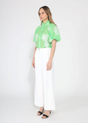 Puff sleeve embroidered organza top TOP Gracia Fashion 