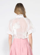 Puff sleeve embroidered organza top TOP Gracia Fashion 