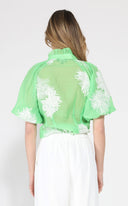 Puff sleeve embroidered organza top TOP Gracia Fashion 