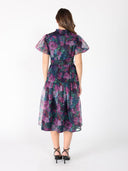 Puffed sleeve band collar belt dress DRESS Gracia Fashion 