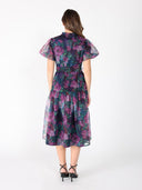 Puffed sleeve band collar belt dress DRESS Gracia Fashion 