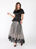 Puffed Sleeve Ruffle Bottom Crew Neck Top TOP Gracia Fashion 