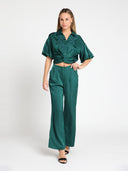 Puffed Sleeve V-Collar Neck Lace Work Top TOP Gracia Fashion 