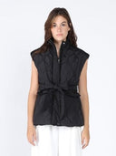 Puffer Sleeveless Stand Collar Vest Jacket JACKET Gracia Fashion BLACK S 