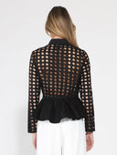 Punched Hole Peplum Jacket JACKET Gracia Fashion 