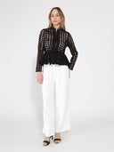Punched Hole Peplum Jacket JACKET Gracia Fashion 