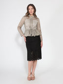 Punched Hole Peplum Jacket JACKET Gracia Fashion 