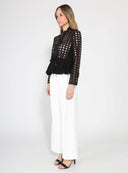 Punched Hole Peplum Jacket JACKET Gracia Fashion 