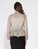 Punched Hole Peplum Jacket JACKET Gracia Fashion 