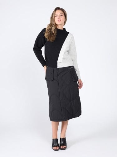 Quilted Cargo Skirt SKIRT Gracia Fashion BLACK S 