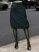Quilted Cargo Skirt SKIRT Gracia Fashion BLACK S 