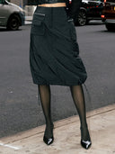 Quilted Cargo Skirt SKIRT Gracia Fashion BLACK S 