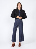 Quilted Crop Jacket With Long Rib Sleeve JACKET Gracia Fashion 