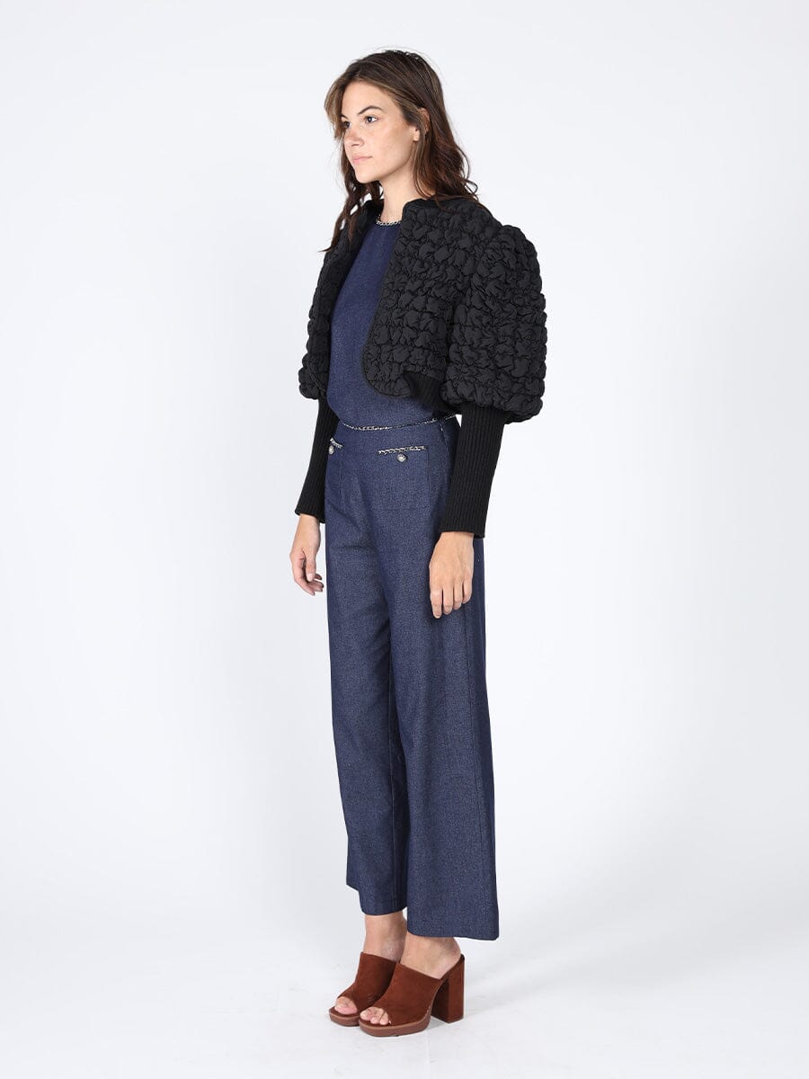 Quilted crop jacket with long rib sleeve JACKET Gracia Fashion 