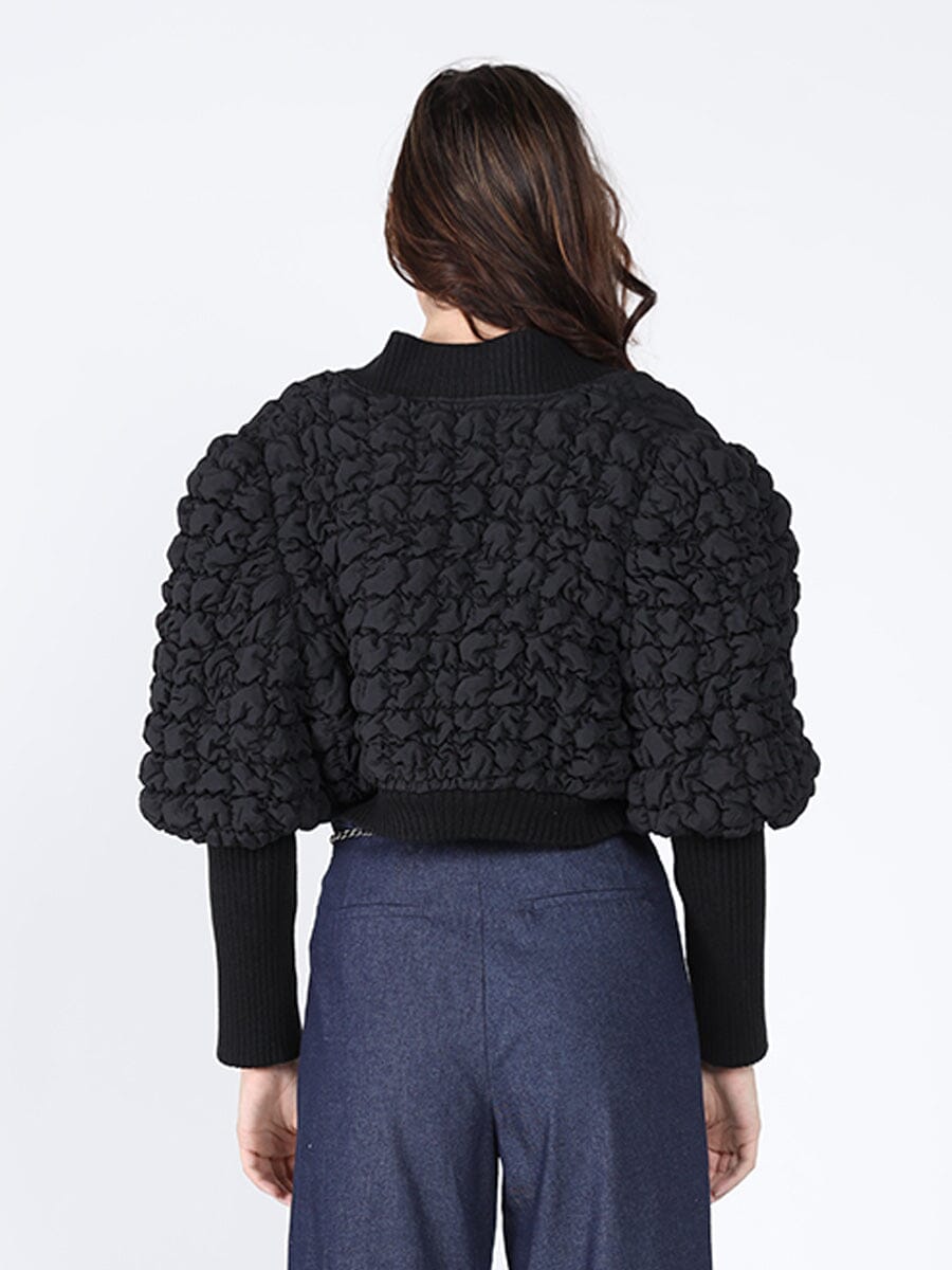 Quilted crop jacket with long rib sleeve JACKET Gracia Fashion 