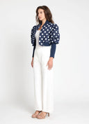 Quilted Polka Dot Jacket With Ribbed Sleeve JACKET Gracia Fashion 