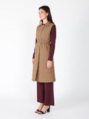 Quilted Sleeveless Belted Long Jacket JACKET Gracia Fashion 