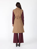 Quilted Sleeveless Belted Long Jacket JACKET Gracia Fashion 