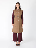 Quilted Sleeveless Belted Long Jacket JACKET Gracia Fashion BROWN S 