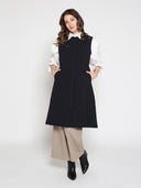 Quilted Sleeveless Long Vest JACKET Gracia Fashion 