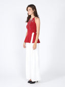 Rhinestone Bow Split Knit Halter Top TOP Gracia Fashion 