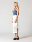 Rhinestone Embellished Denim Bustier Top TOP Gracia Fashion 