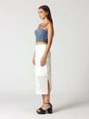 Rhinestone Embellished Denim Bustier Top TOP Gracia Fashion 