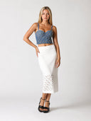 Rhinestone Embellished Denim Bustier Top TOP Gracia Fashion 