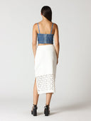 Rhinestone Embellished Denim Bustier Top TOP Gracia Fashion 