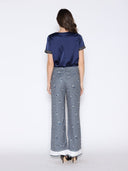 Rhinestone Trim Satin Top Gracia Fashion 