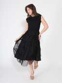 Ribbed Top and Mesh Bottom Long Dress DRESS Gracia Fashion 