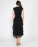 Ribbed Top and Mesh Bottom Long Dress DRESS Gracia Fashion 