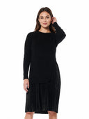 Ribbed Top Layered with Pleated Underdress DRESS Gracia Fashion BLACK S 