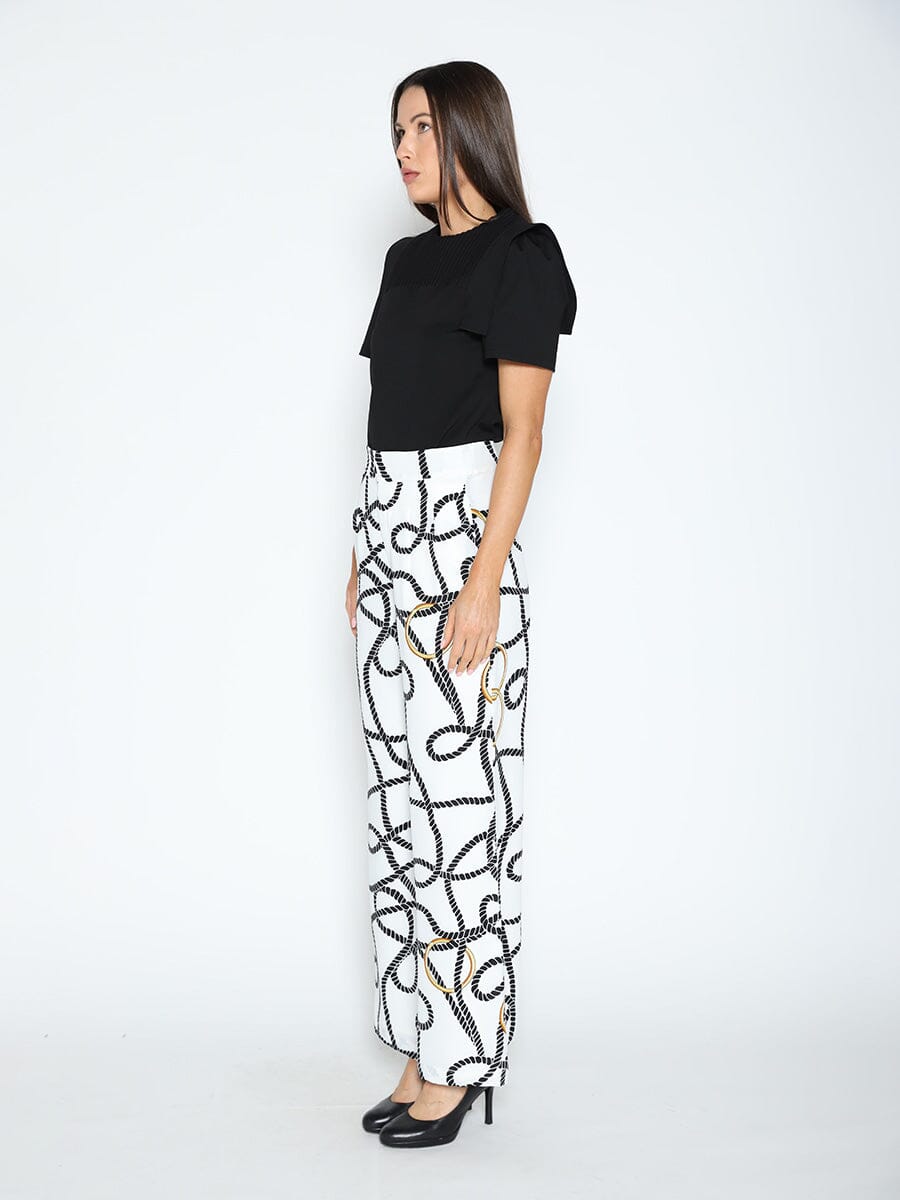 Rope and Ring Print Wide Pants PANTS Gracia Fashion 