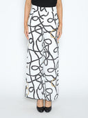 Rope and Ring Print Wide Pants PANTS Gracia Fashion WHITE S 
