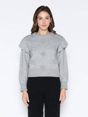 Rose Crochet Pullover Sweater SWEATERS Gracia Fashion GREY S 