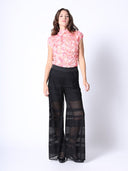 Rose Detail Cap-Short Sleeves Top TOP Gracia Fashion 